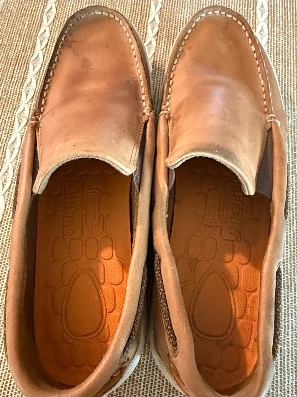 Sperry Men’s Tan Leather Slip-On Boat Shoes